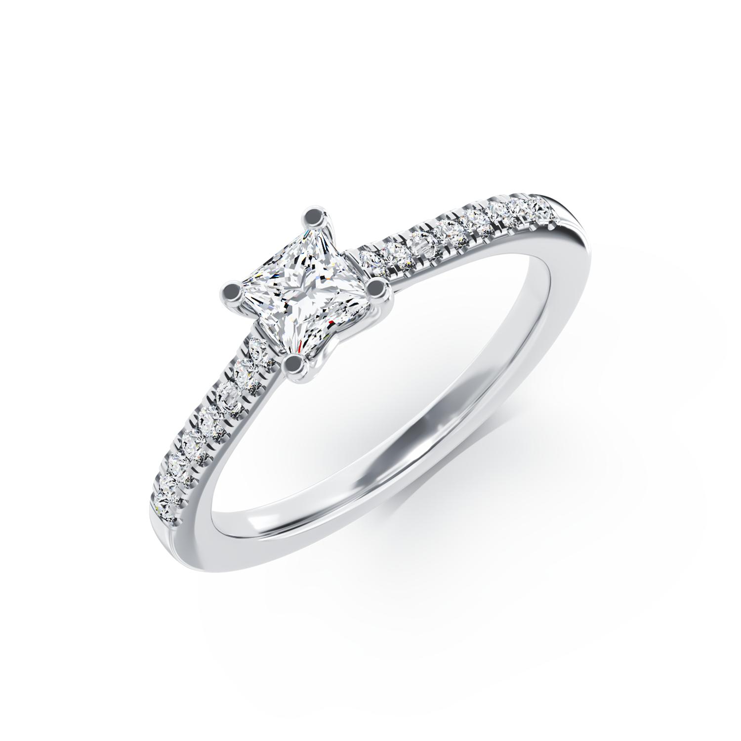 18K white gold engagement ring with diamond of 0.245ct and diamonds of 0.115ct